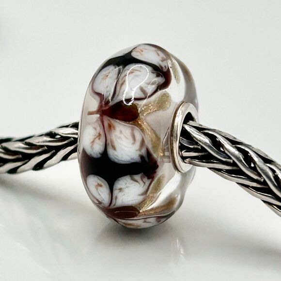 TROLLBEADS Butterfly Unique LAA 925S NEW! Dark Purple White Gold Shimmer - Picture 1 of 6